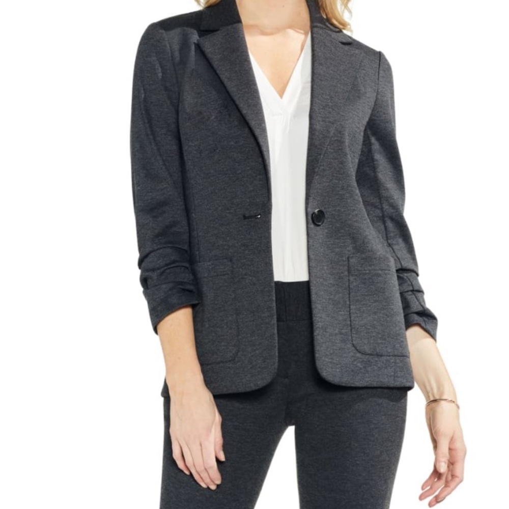 Vince Camuto Ruched Sleeve Ponte Blazer